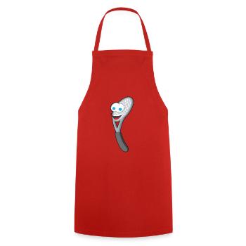 Tennis racket cartoon face funny gift - Cooking Apron - red - Front - AI Model Male 185 dark (185cm)