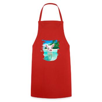 Bahamas Swimming pigs Pig Funny beach - Cooking Apron - red - Front - AI Model Male 185 dark (185cm)