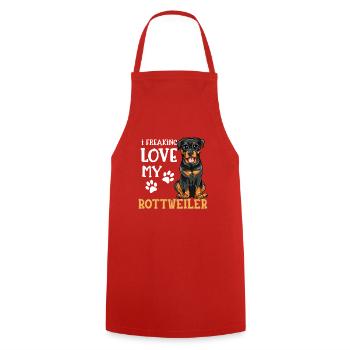 I Love My Rottweiler Rotti Dog Dogs - Cooking Apron - red - Front - AI Model Male 185 dark (185cm)
