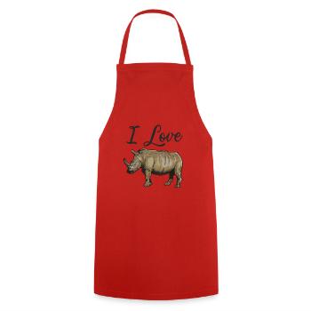 I love rhinos rhinos watercolor art - Cooking Apron - red - Front - AI Model Male 185 dark (185cm)
