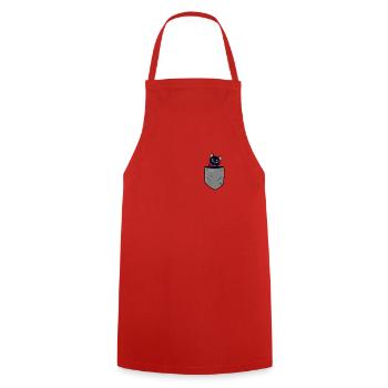 Süße schwarze Katze in Brusttasche Lustig Geschenk - Kochschürze - Rot - Vorne - AI Model Male 185 dark (185cm)