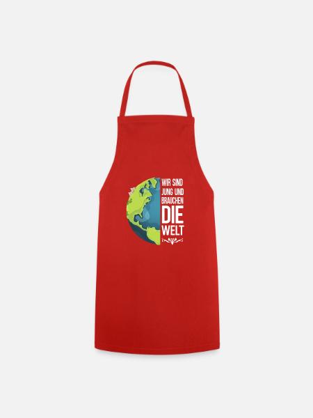 Klima Shirt. Wir sind jung und brauchen die Welt - Kochschürze - Rot