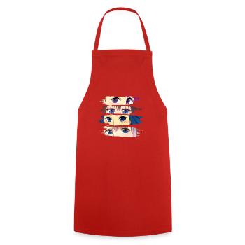 Anime Faces - Manga Otaku - Cooking Apron - red - Front - AI Model Male 185 dark (185cm)