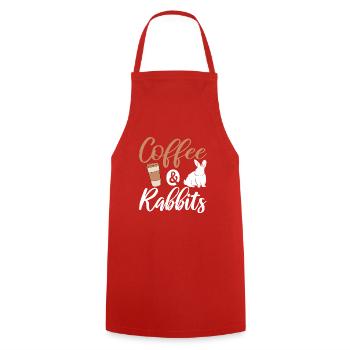 Coffee &Rabbits - Tablier de cuisine - rouge - Devant - AI Model Male 185 dark (185cm)