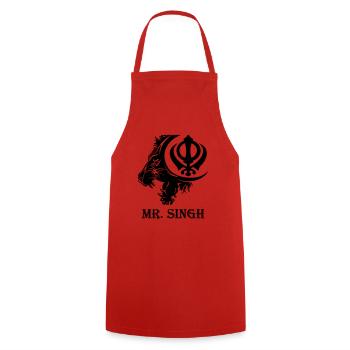 mr. singh - Cooking Apron - red - Front - AI Model Male 185 dark (185cm)