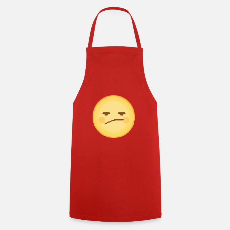 Retro Pixel Sad Emoji - Cooking Apron - red