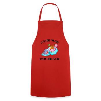 C’est bien je vais bien Tout va bien Chat Flamant rose - Tablier de cuisine - rouge - Devant - AI Model Male 185 dark (185cm)