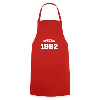 Lustiges Geburtstags-Special 1982 - Kochschürze - Rot - Vorne - AI Model Male 185 dark (185cm)