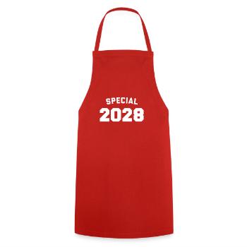 Drôle d’anniversaire spécial 2028 - Tablier de cuisine - rouge - Devant - AI Model Male 185 dark (185cm)