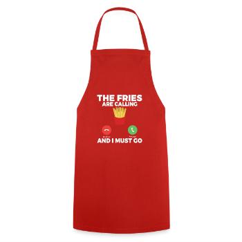 French Fries Lover Fast Food Gifts - Cooking Apron - red - Front - AI Model Male 185 dark (185cm)