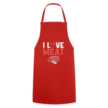 BBQ Grill Beef Meat Lovers Gifts - Cooking Apron - red - Front - AI Model Male 185 dark (185cm)