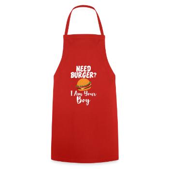 Burger Lover Gift - Cooking Apron - red - Front - AI Model Male 185 dark (185cm)