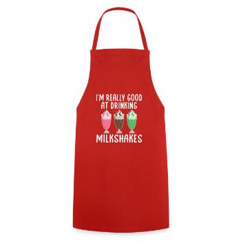 I love Milkshakes Milkshake Gift - Cooking Apron - red - Front - AI Model Male 185 dark (185cm)