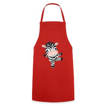 Dancing Zebra on Ice - Ice Skater Design - Cooking Apron - red - Front - AI Model Male 185 dark (185cm)