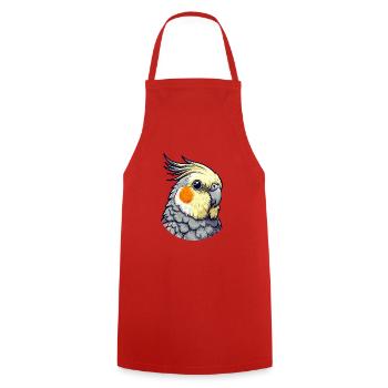 Cute Cokatiel Lover Design - Cooking Apron - red - Front - AI Model Male 185 dark (185cm)