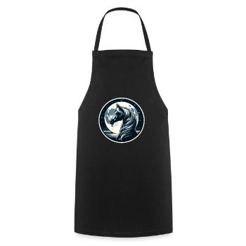 Art du cheval arabe - Tablier de cuisine - noir - Devant - AI Model Male 185 dark (185cm)