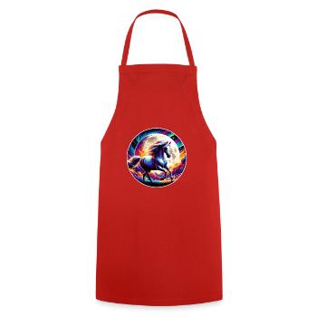 Art du cheval arabe - Tablier de cuisine - rouge - Devant - AI Model Male 185 dark (185cm)