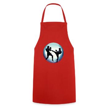 Muay Thai Fighters - Cooking Apron - red - Front - AI Model Male 185 dark (185cm)