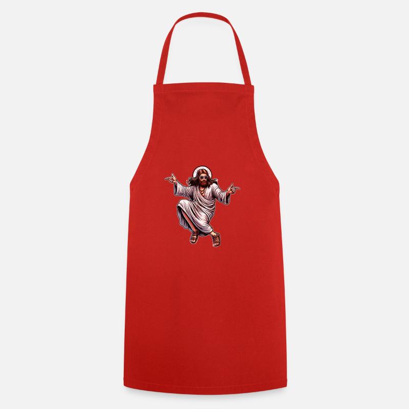 Dancing Jesus Break Dancing Jesus Funny Jesus t - Cooking Apron - red