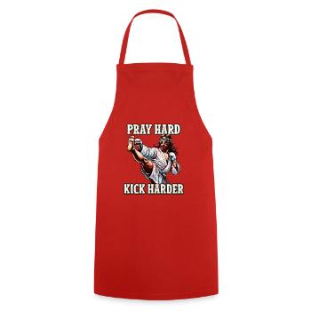 Lustig Muay Thai Lord Jesus Thai Boxen Kickboxen - Kochschürze - Rot - Vorne - AI Model Male 185 dark (185cm)
