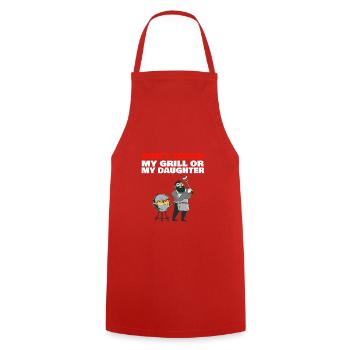 Grill Père Papa barbecue père - Tablier de cuisine - rouge - Devant - AI Model Male 185 dark (185cm)