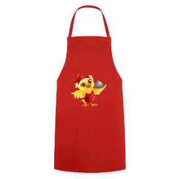 Waitress / Chick - Cooking Apron - red - Front - AI Model Male 185 dark (185cm)