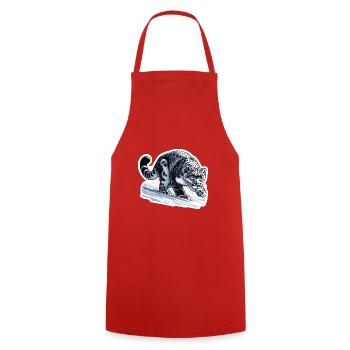 Snow Leopard Leopard White Leopard - Cooking Apron - red - Front - AI Model Male 185 dark (185cm)