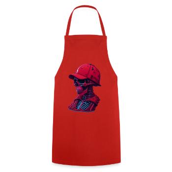 Squelette avec casquette - Tablier de cuisine - rouge - Devant - AI Model Male 185 dark (185cm)