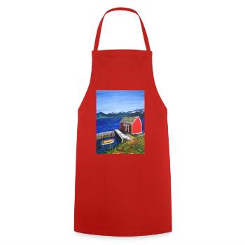 EC Travel I Holidays I Norway I Mountains I Gift - Cooking Apron - red - Front - AI Model Male 185 dark (185cm)
