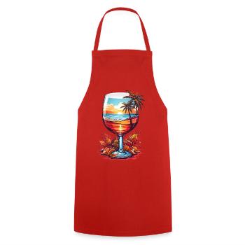 Verre de vin de plage - Tablier de cuisine - rouge - Devant - AI Model Male 185 dark (185cm)
