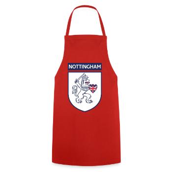 Nottingham Schild Löwe mit Schwert - Kochschürze - Rot - Vorne - AI Model Male 185 dark (185cm)