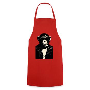Le Singe Rebelle en Cuir - Tablier de cuisine - rouge - Devant - AI Model Male 185 dark (185cm)
