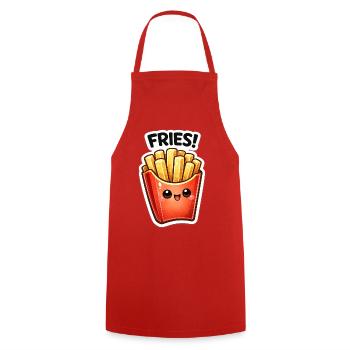 Kawaii Pommes Sticker Fries Freude - Kochschürze - Rot - Vorne - AI Model Male 185 dark (185cm)