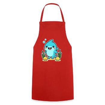 Delfinchen Unterwasserfreude - Kochschürze - Rot - Vorne - AI Model Male 185 dark (185cm)