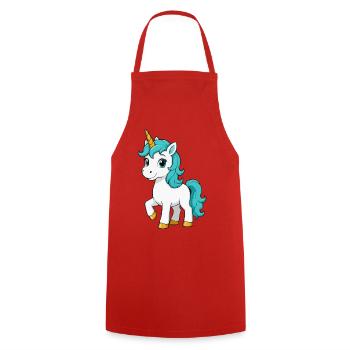 Türkises Einhorn mit leuchtender Mähne - Kochschürze - Rot - Vorne - AI Model Male 185 dark (185cm)