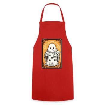 Tarot Karte Geist mit Pik Ass Karte - Kochschürze - Rot - Vorne - AI Model Male 185 dark (185cm)