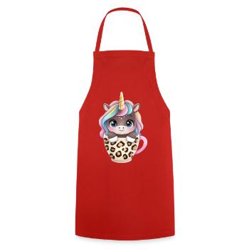 Unicorn in the cup - 🦄 - Cooking Apron - red - Front - AI Model Male 185 dark (185cm)