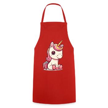 Niedliches Einhorn mit rosa Mähne - Kochschürze - Rot - Vorne - AI Model Male 185 dark (185cm)