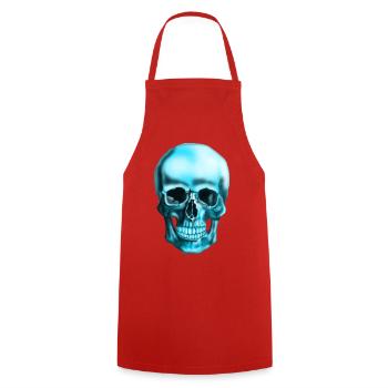 Blauer Schädel Neonprint - Kochschürze - Rot - Vorne - AI Model Male 185 dark (185cm)