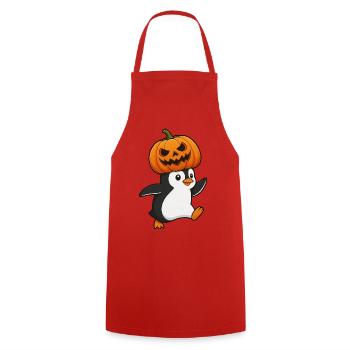 Cute Halloween Penguin with Hat and Pumpkin Cartoon - Cooking Apron - red - Front - AI Model Male 185 dark (185cm)