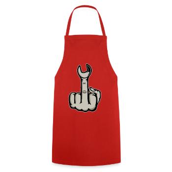 Middle Finger Stinger Finger Wrench - Cooking Apron - red - Front - AI Model Male 185 dark (185cm)
