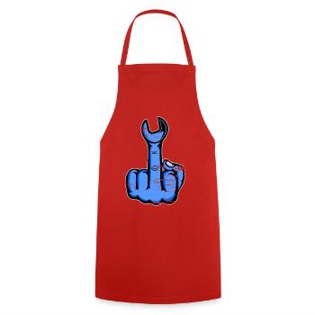 Mittelfinger Stinkefinger Schraubschlüssel Design - Kochschürze - Rot - Vorne - AI Model Male 185 dark (185cm)