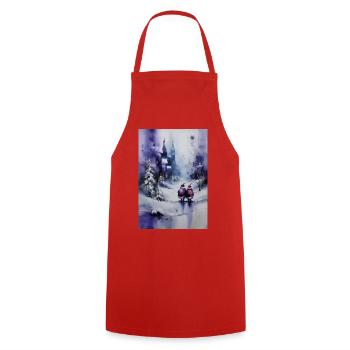 Couple de Neige Violette par Ville - Tablier de cuisine - rouge - Devant - AI Model Male 185 dark (185cm)