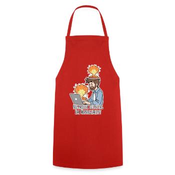 Everything escalated? Normalize Tuesday in management! - Cooking Apron - red - Front - AI Model Male 185 dark (185cm)