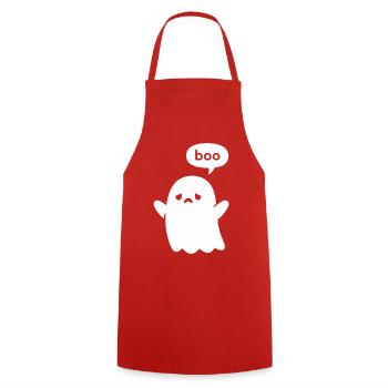 Cute Minimal Ghost Boo - Cooking Apron - red - Front - AI Model Male 185 dark (185cm)