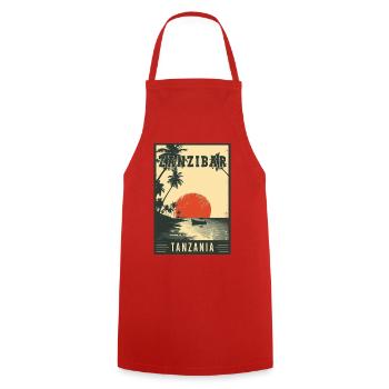 Discover Tropical Zanzibar in Tanzania - Cooking Apron - red - Front - AI Model Male 185 dark (185cm)