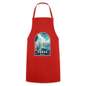 Explore Paros In Greece Mediterranean Paradise - Cooking Apron - red - Front - AI Model Male 185 dark (185cm)