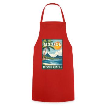 Explorez les Moorea tropicaux en Polynésie française - Tablier de cuisine - rouge - Devant - AI Model Male 185 dark (185cm)