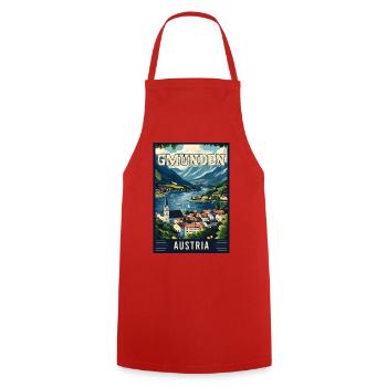 Discover Lakeside Beauty of Gmunden in Austria - Cooking Apron - red - Front - AI Model Male 185 dark (185cm)