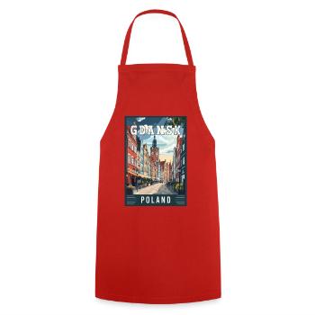 Discover Stunning Gdansk City in Poland - Cooking Apron - red - Front - AI Model Male 185 dark (185cm)